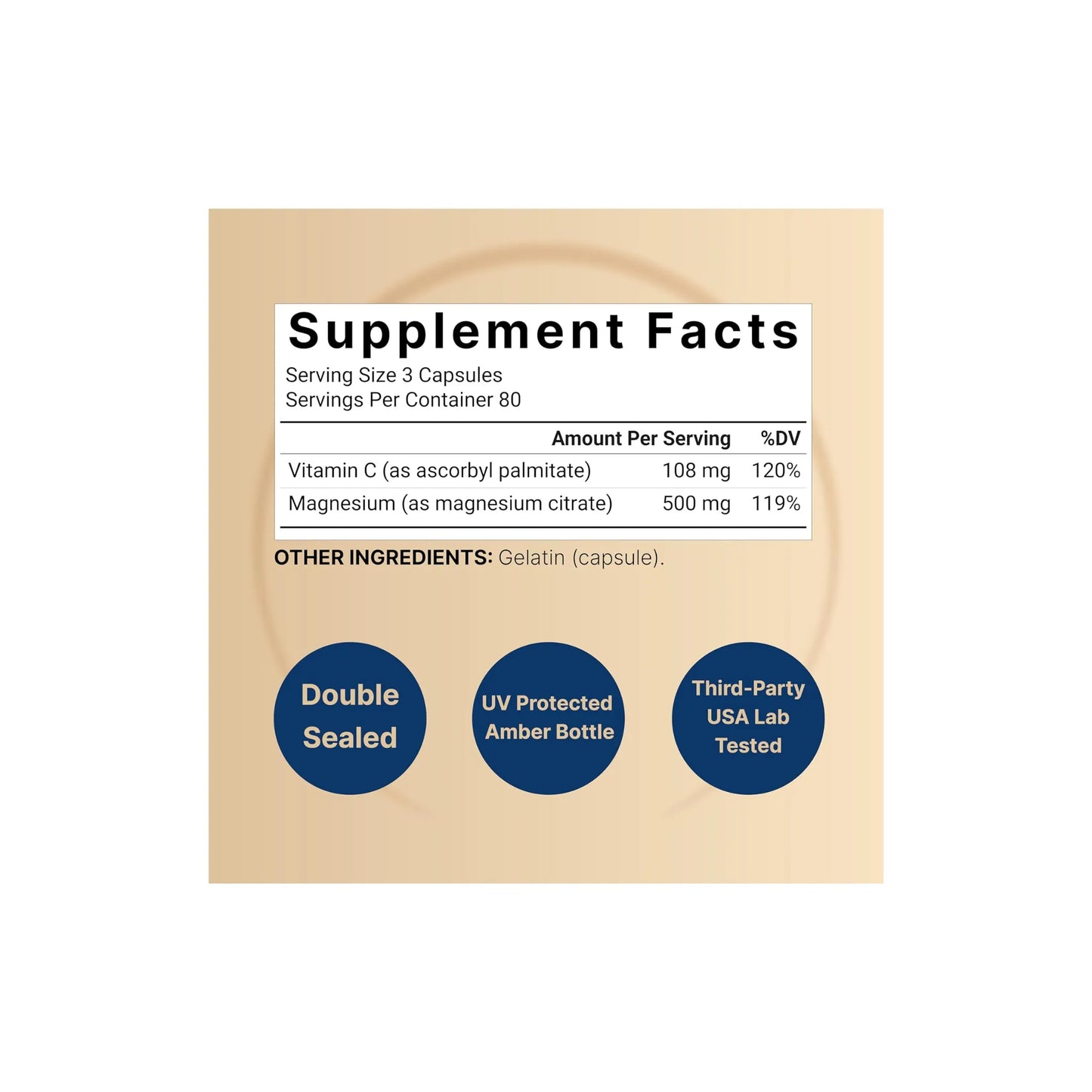 Citrato de Magnesio 500 mg - Tabla nutricional y supplement facts | Nuvio Perú