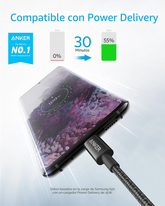 Cable Anker USB-C a USB-C 60W – Pack x2, 1 m