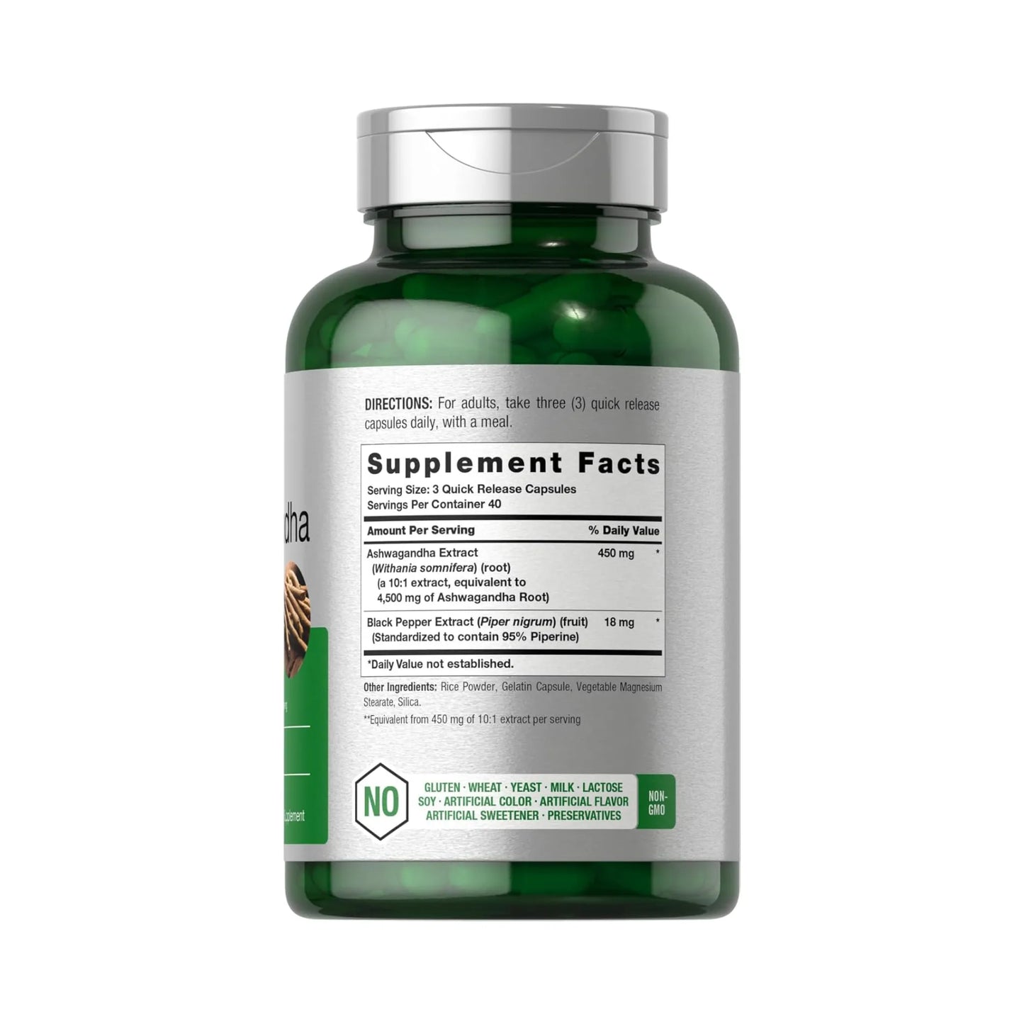 Horbaach Ashwagandha - Tabla nutricional y supplement facts | Nuvio Perú
