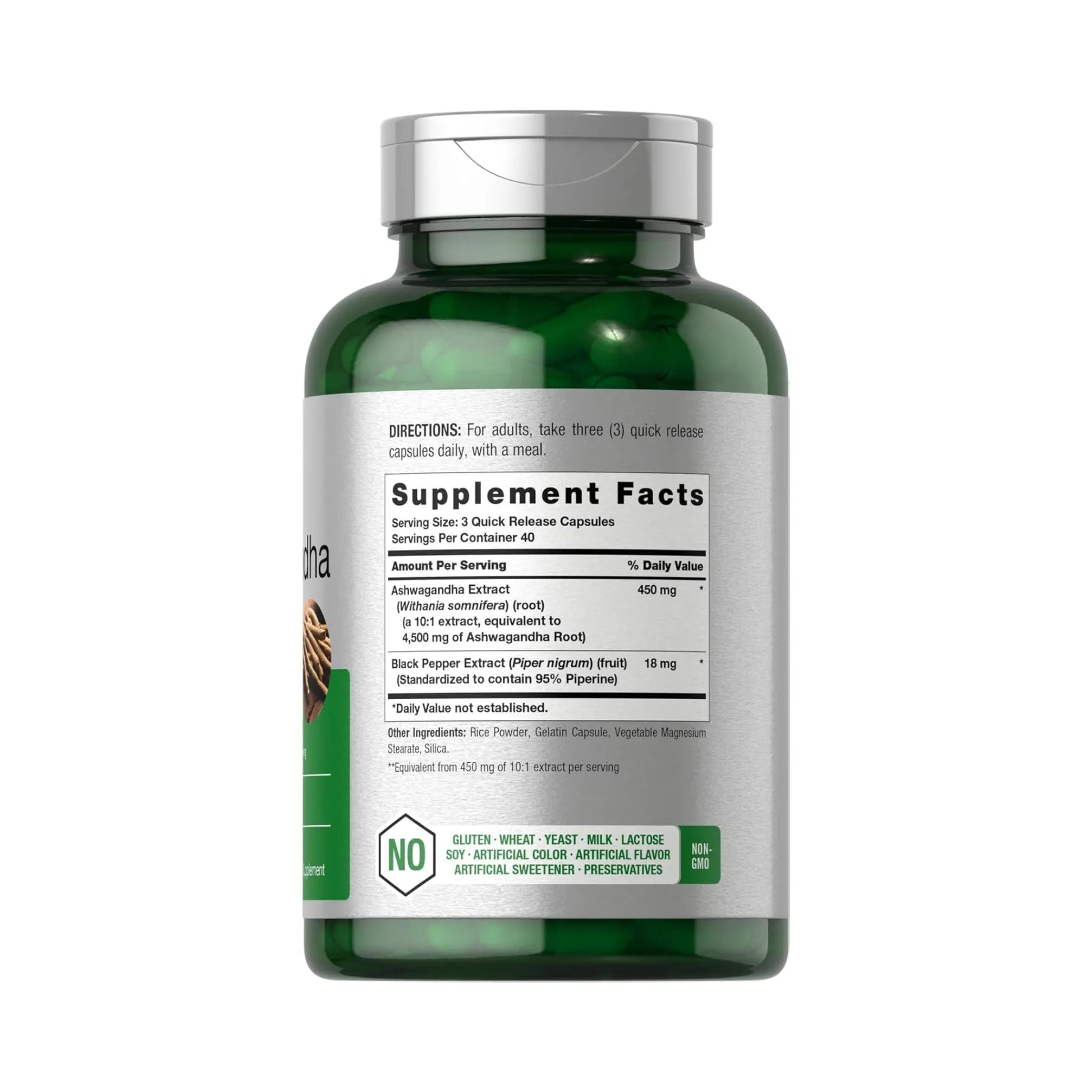 Horbaach Ashwagandha - Tabla nutricional y supplement facts | Nuvio Perú
