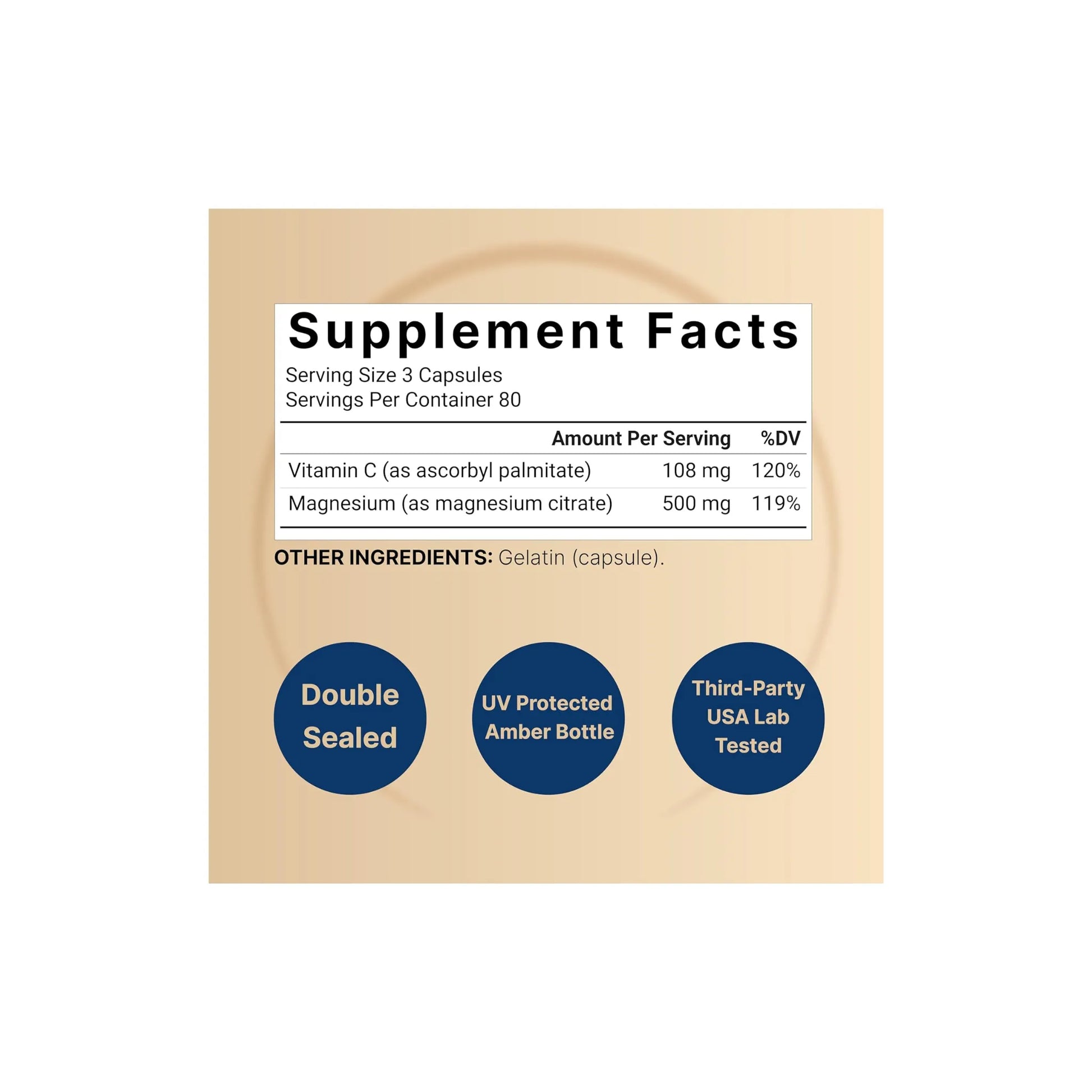 Citrato de Magnesio 500 mg - Tabla nutricional y supplement facts | Nuvio Perú
