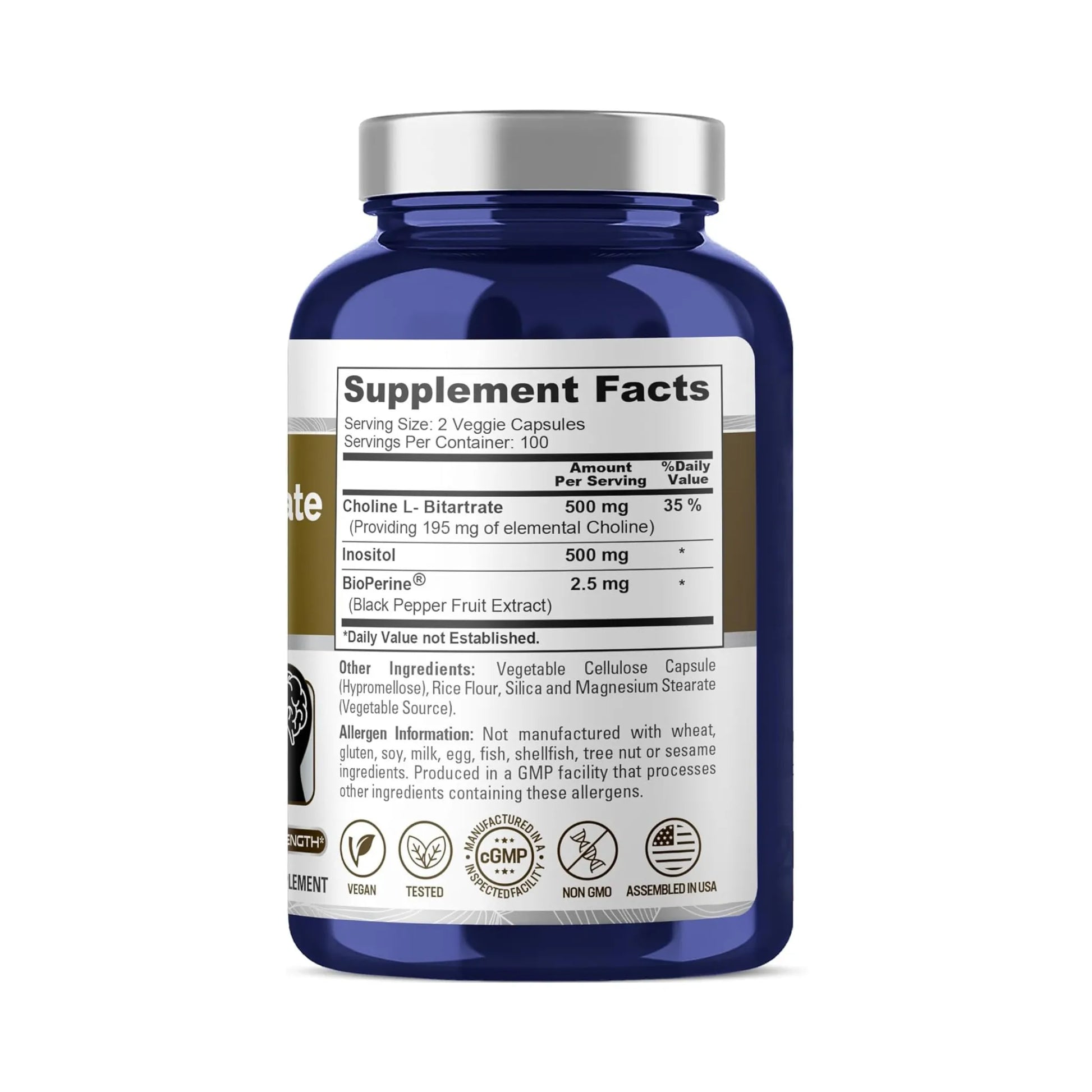 NusaPure Colina e Inositol - Tabla nutricional y supplement facts | Nuvio Perú
