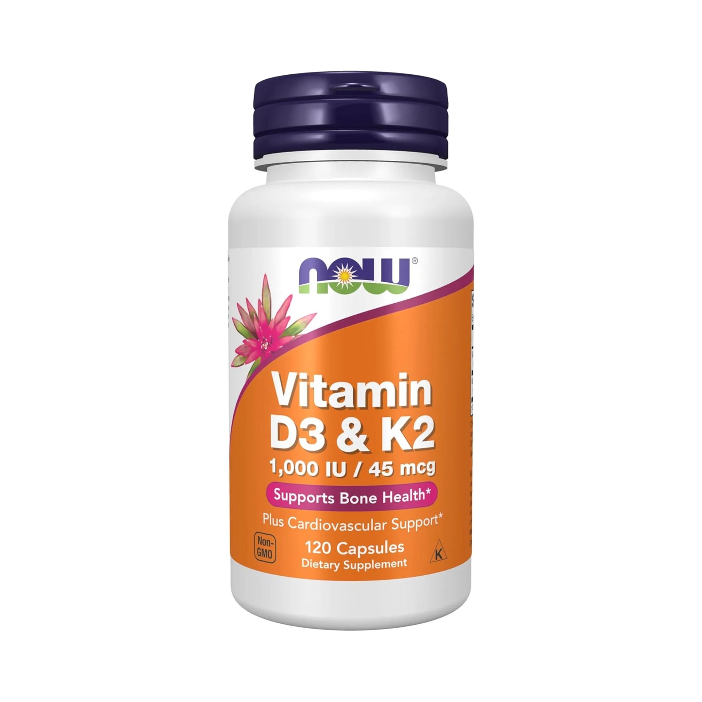 Now Vitamina D3 & K2 1000 IU 45 mcg 120 cápsulas - Salud ósea y cardiovascular | Nuvio Perú

