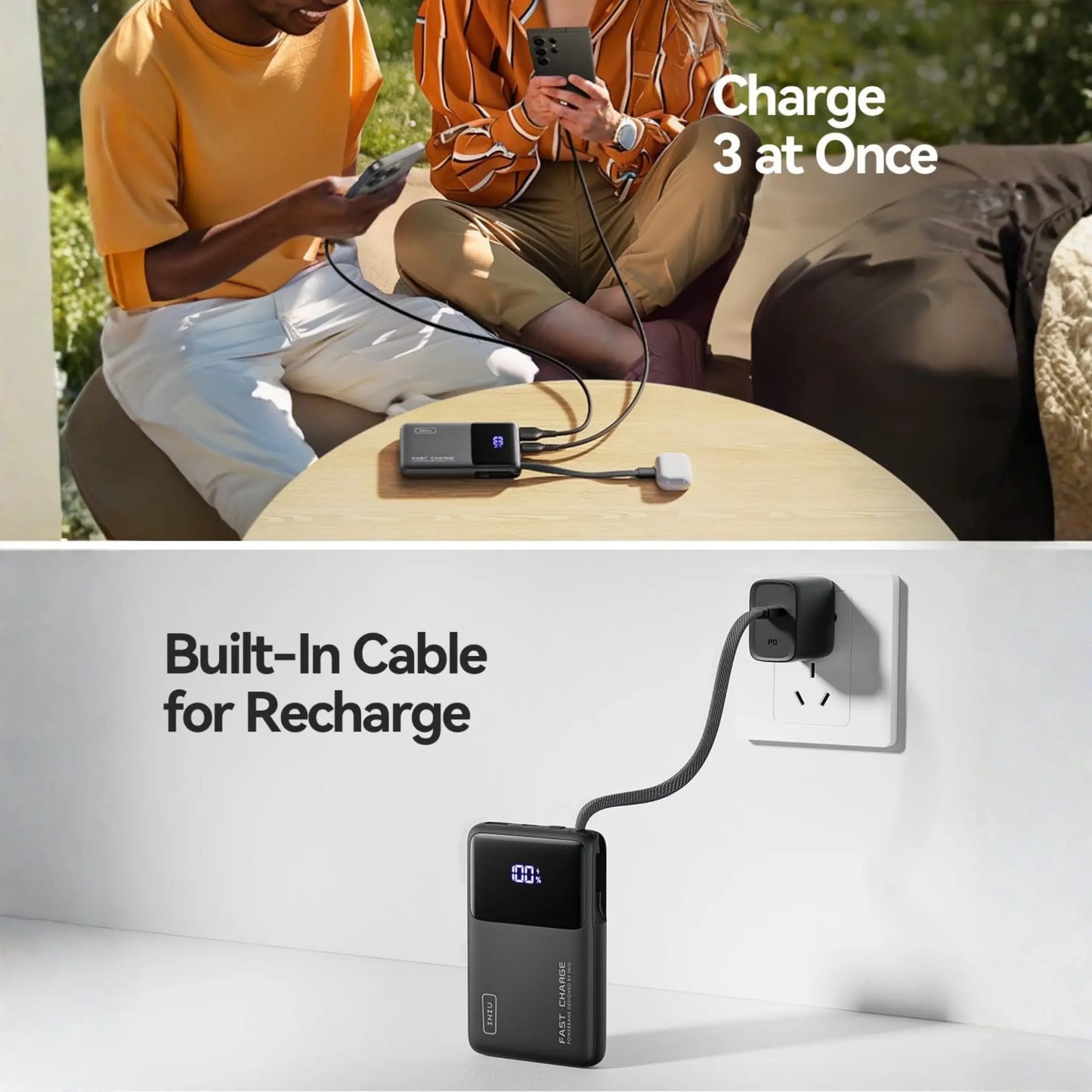 INIU Cargador portátil pequeño, 45 W PD carga rápida 10000 mAh