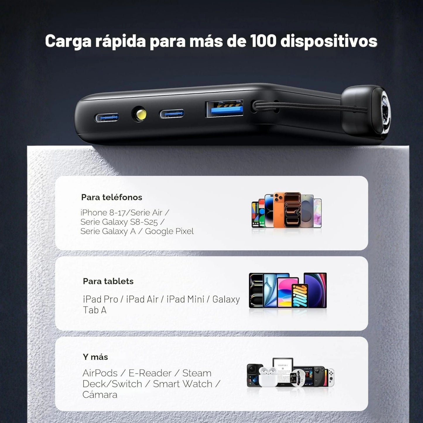 INIU Cargador portátil, ultra delgado de 45W de carga rápida con cable USB C