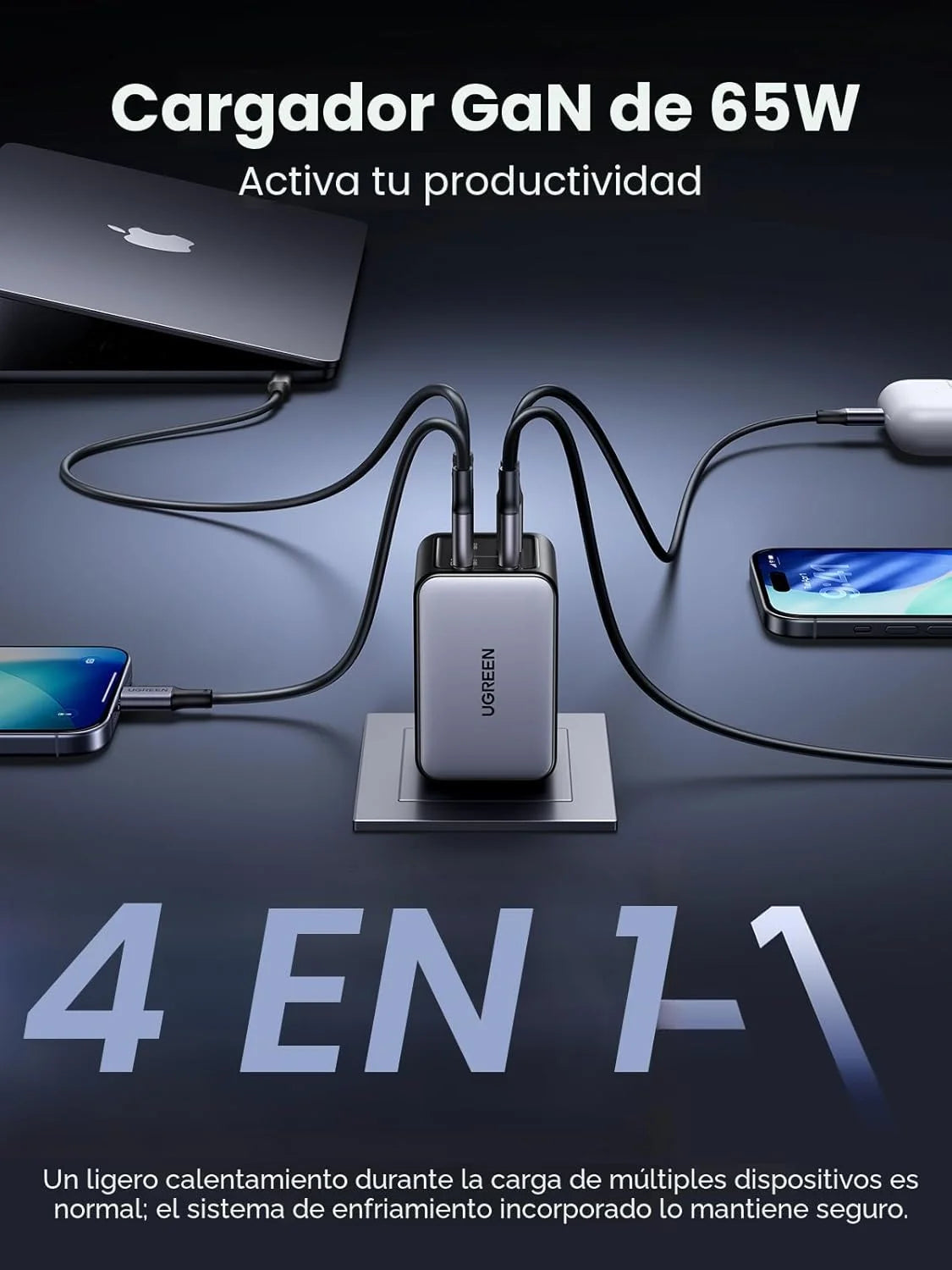 UGREEN Nexode 65W GaN Cargador de Pared USB C