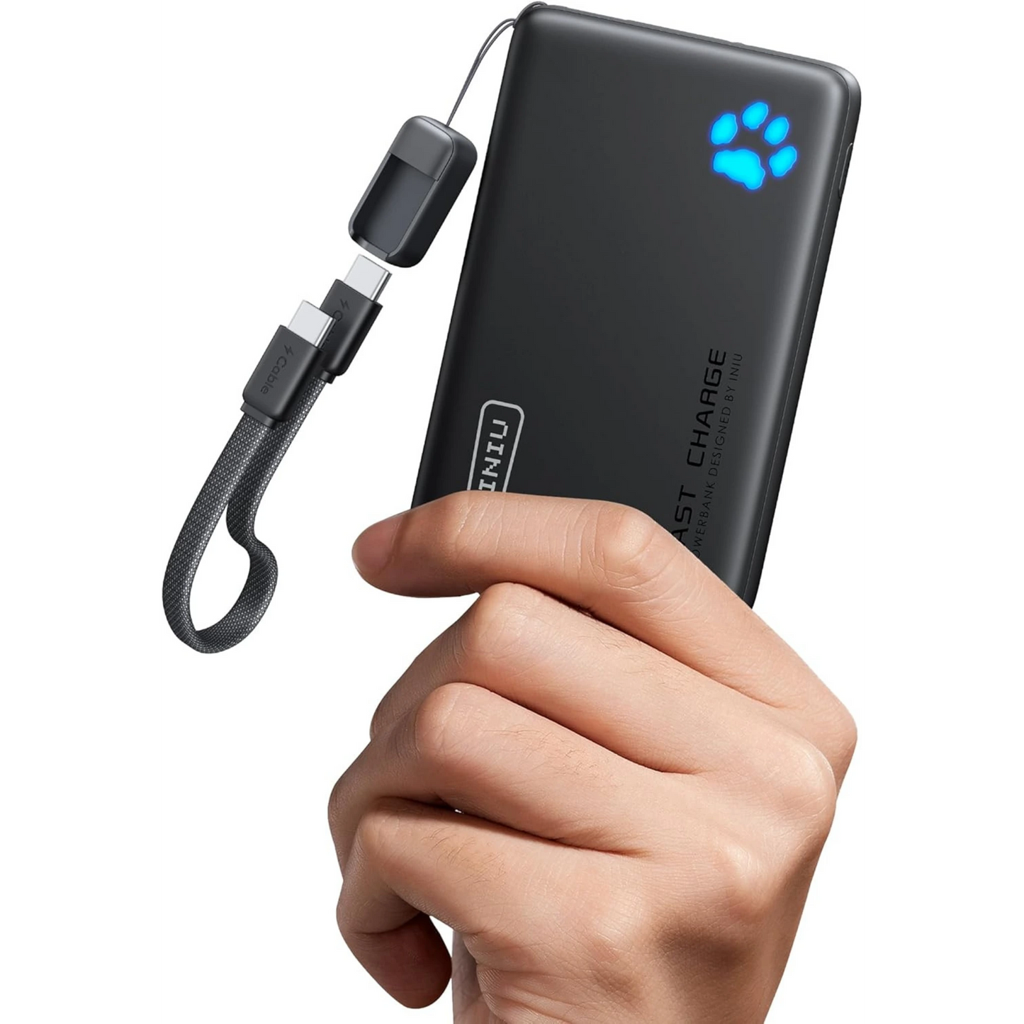 INIU Cargador Portátil Ultra Delgado 45W con Cable USB-C - Carga rápida y