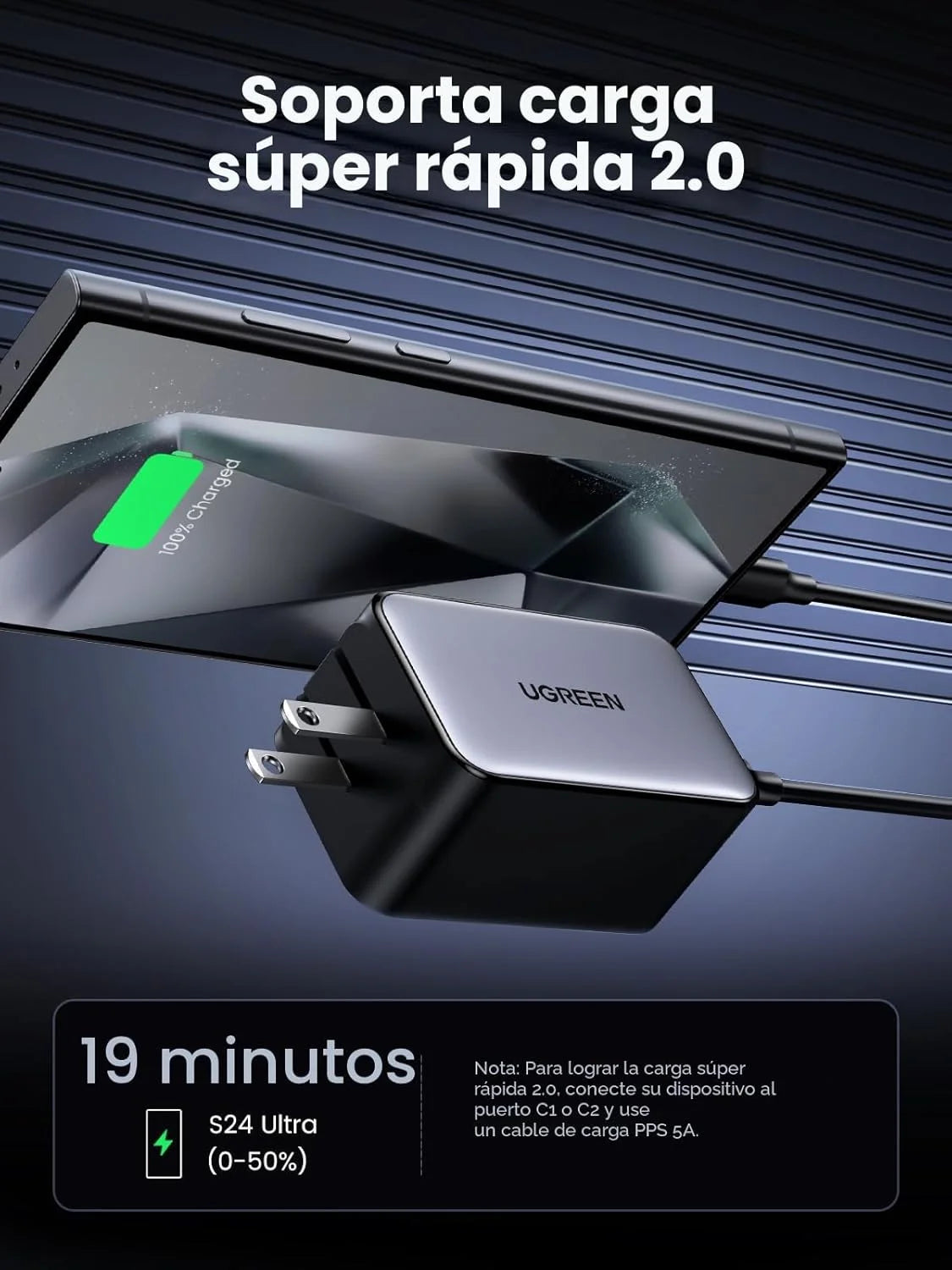 UGREEN Nexode 65W GaN Cargador de Pared USB C