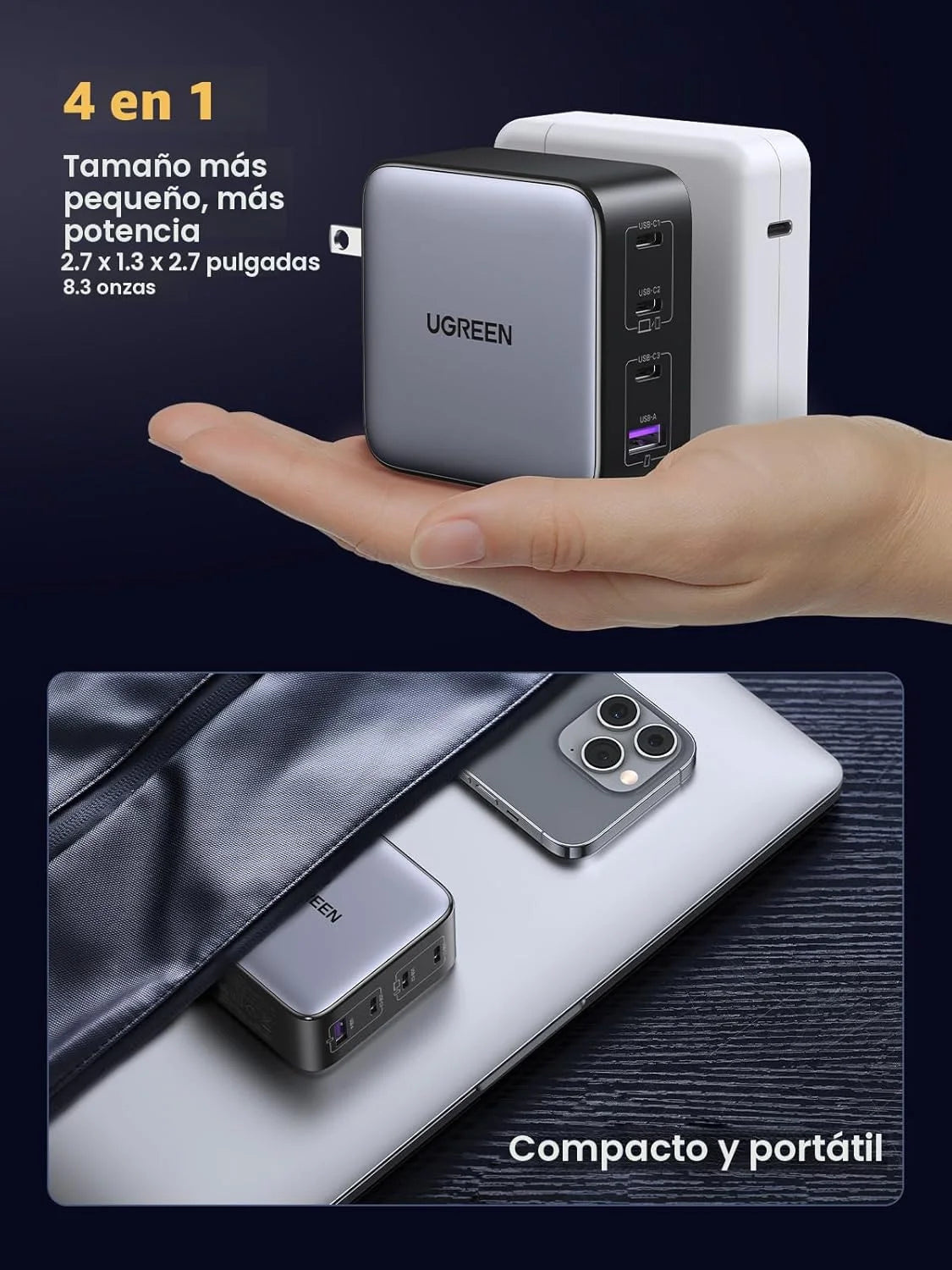 UGREEN Nexode Cargador USB C GaN de 100W