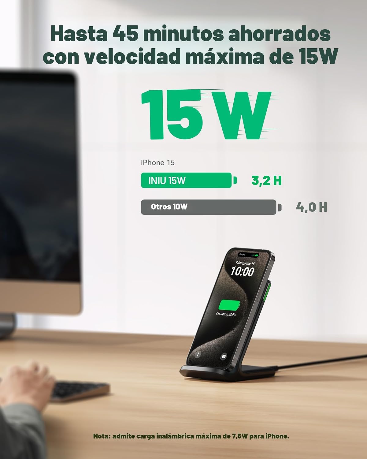 Pack 2 Cargadores Inalámbricos INIU WI-211 15W con Soporte