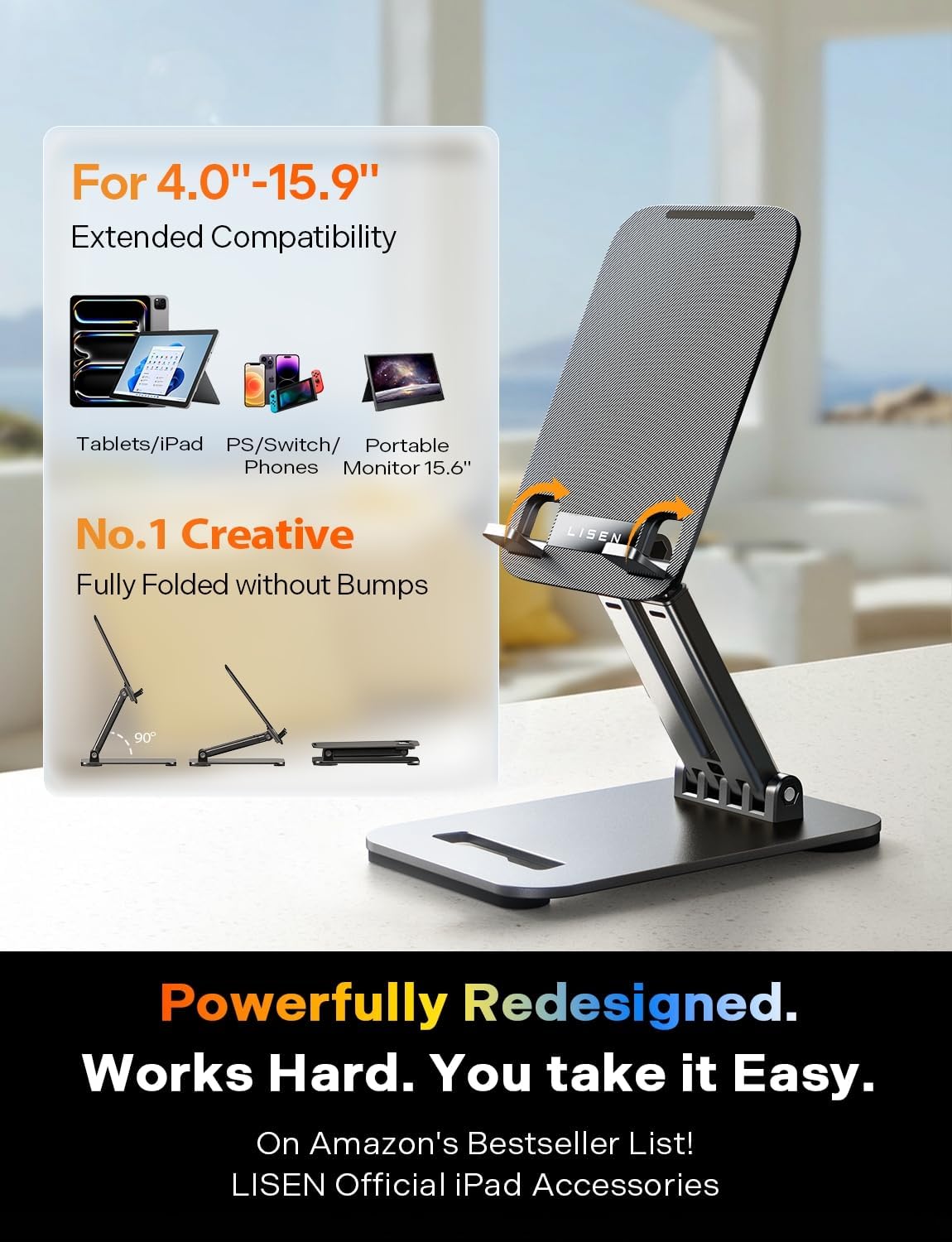Soporte Premium Ajustable para Tablet – Base Estable, Plegable y Compatible con iPad, Samsung y Más