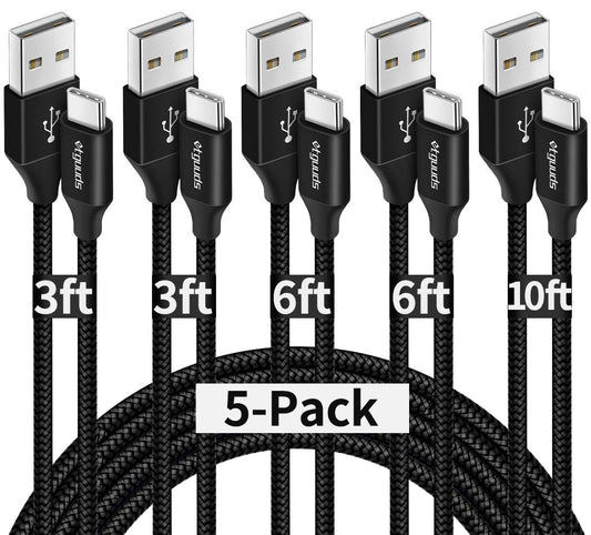Pack 5 Cables USB-C Carga Rápida - Resistentes y compatibles con alta velocidad | Nuvio Perú
