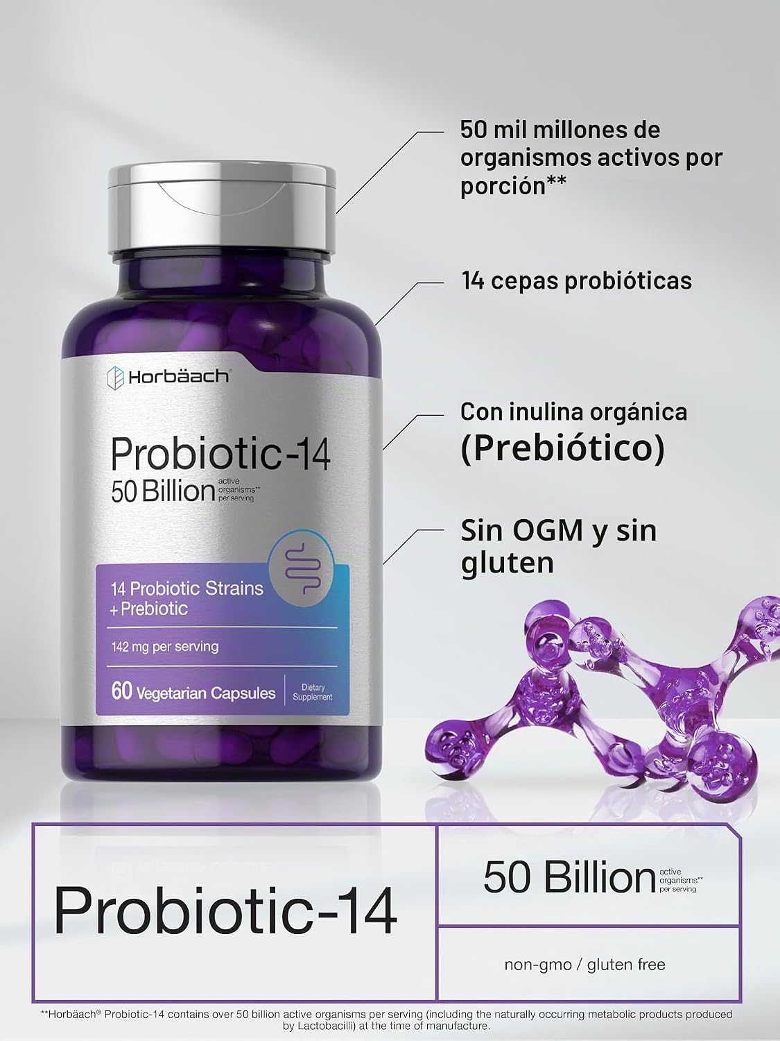 Horbäach Probiotic-14 50 Billion CFU – 60 Cápsulas