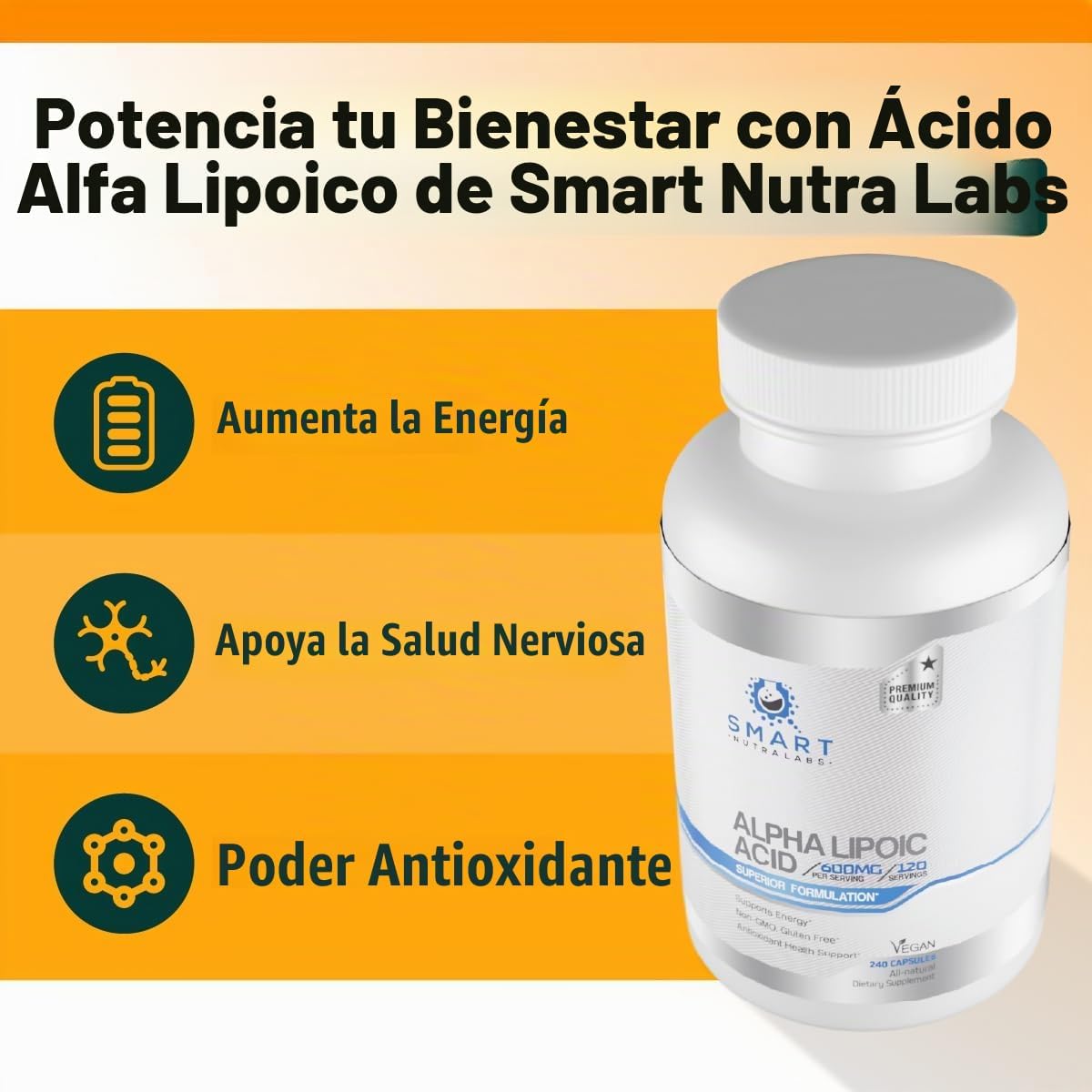 Smart Nutra Labs Alpha Lipoic Acid (ALA) 600 mg – 240 Cápsulas