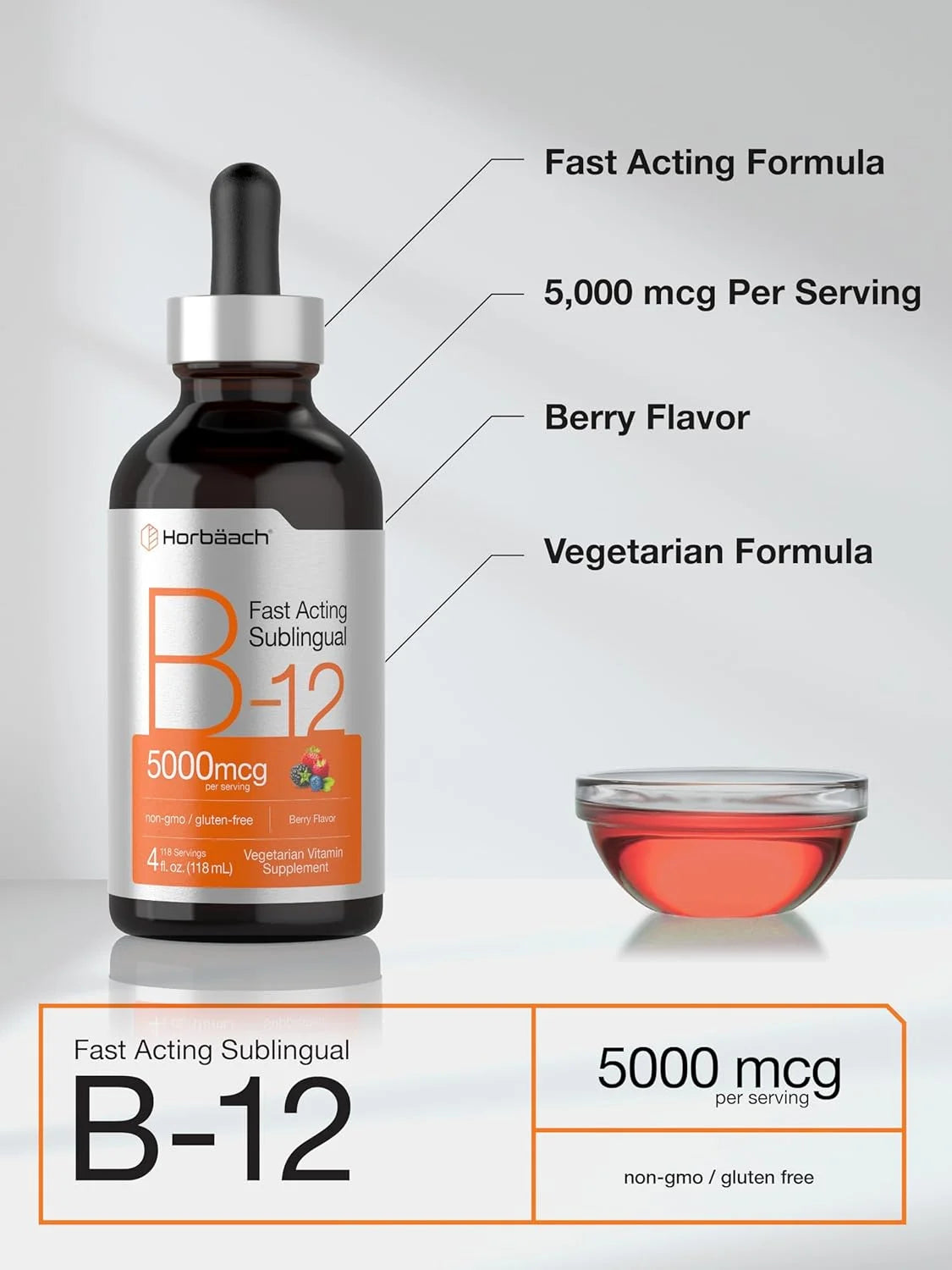 Horbaach Vitamina B12 Líquida 5000mcg Sublingual 120ml