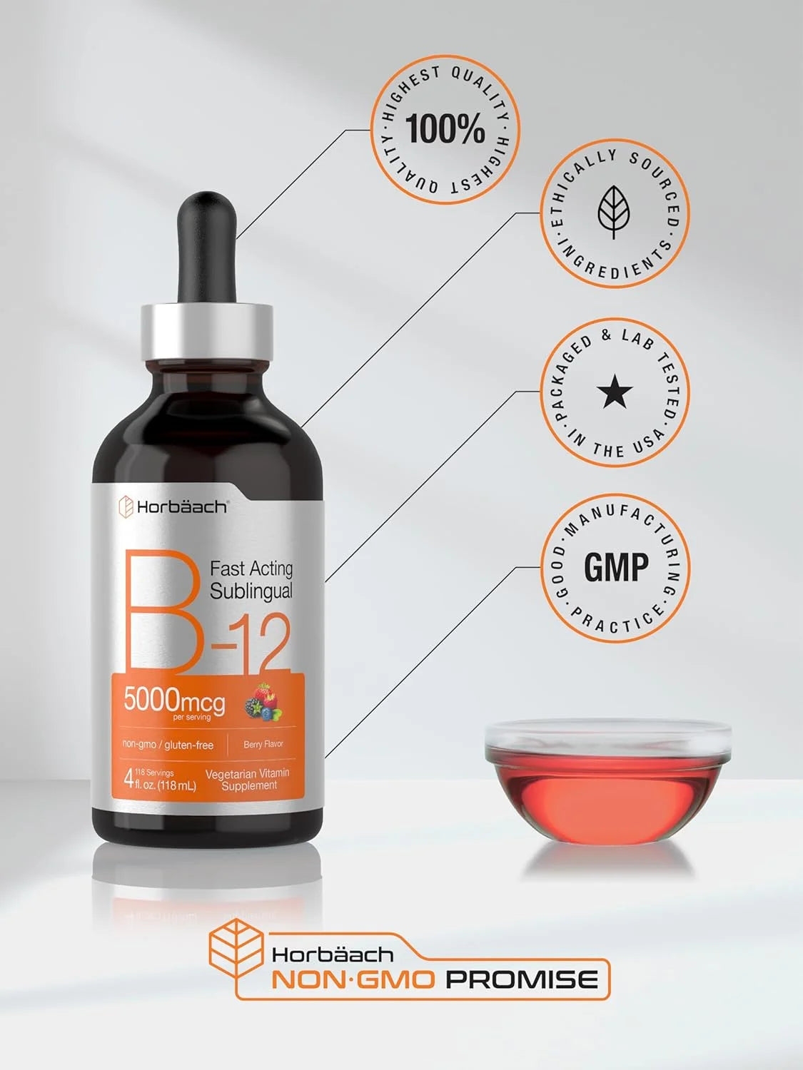 Horbaach Vitamina B12 Líquida 5000mcg Sublingual 120ml