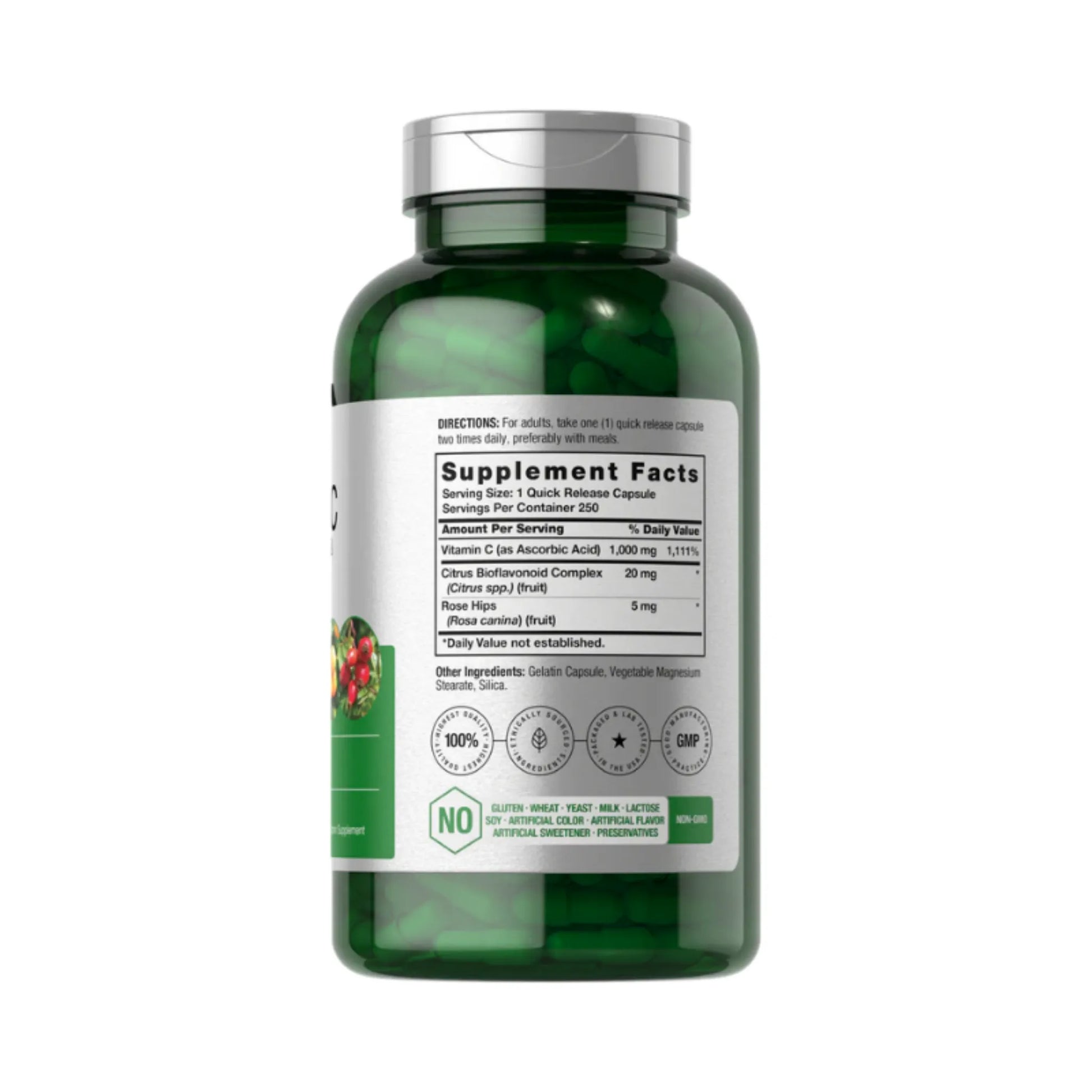Horbaach Vitamina C 1000 mg - Tabla nutricional y supplement facts | Nuvio Perú
